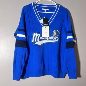 WEAR by Erin Andrews Dallas Mavericks Sweater XS Blue V-Neck Rib Knit NWT